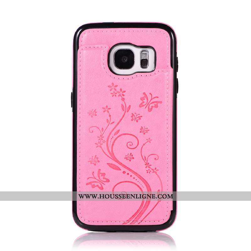 Étui Samsung Galaxy S7 Portefeuille Protection Support Tout Compris Rose Coque