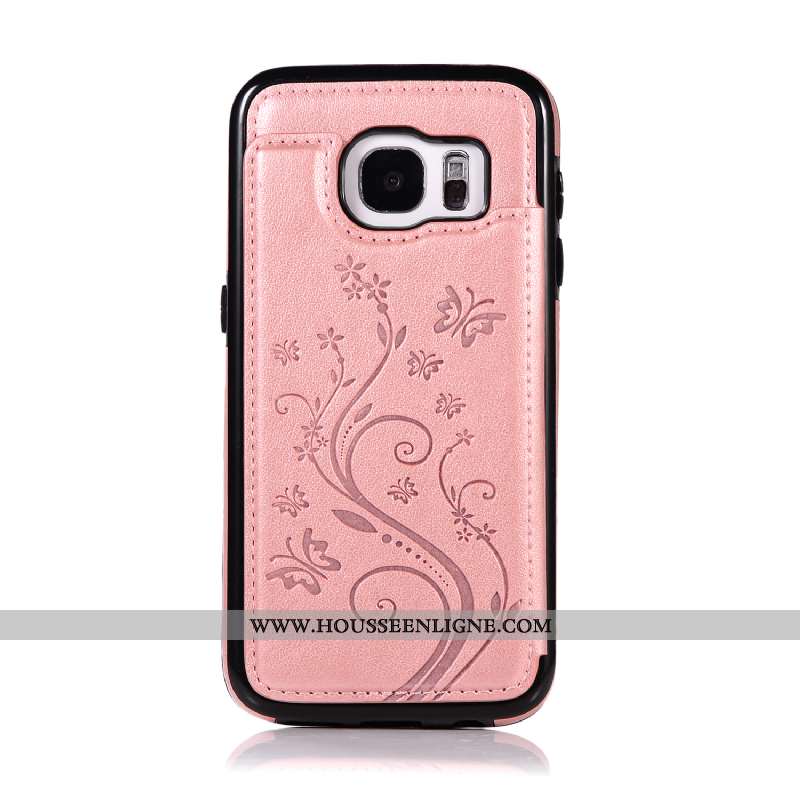 Étui Samsung Galaxy S7 Portefeuille Protection Support Tout Compris Rose Coque