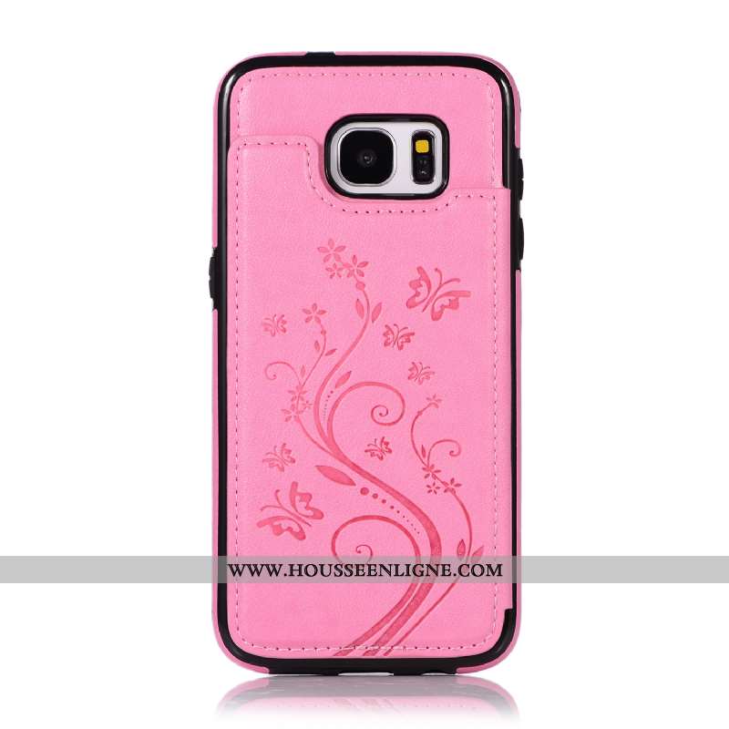 Étui Samsung Galaxy S7 Portefeuille Protection Support Tout Compris Rose Coque
