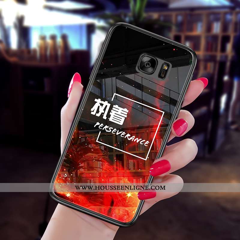 Étui Samsung Galaxy S7 Silicone Protection Étoile Téléphone Portable Coque Verre Noir
