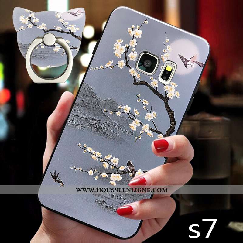 Étui Samsung Galaxy S7 Silicone Tendance Incassable Coque Fluide Doux Étoile Gris