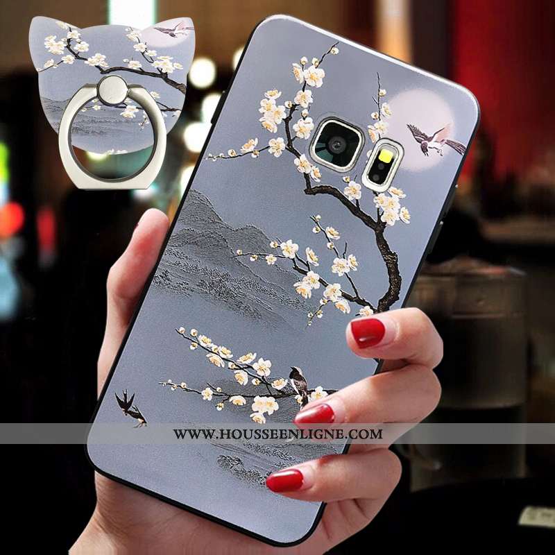 Étui Samsung Galaxy S7 Silicone Tendance Incassable Coque Fluide Doux Étoile Gris