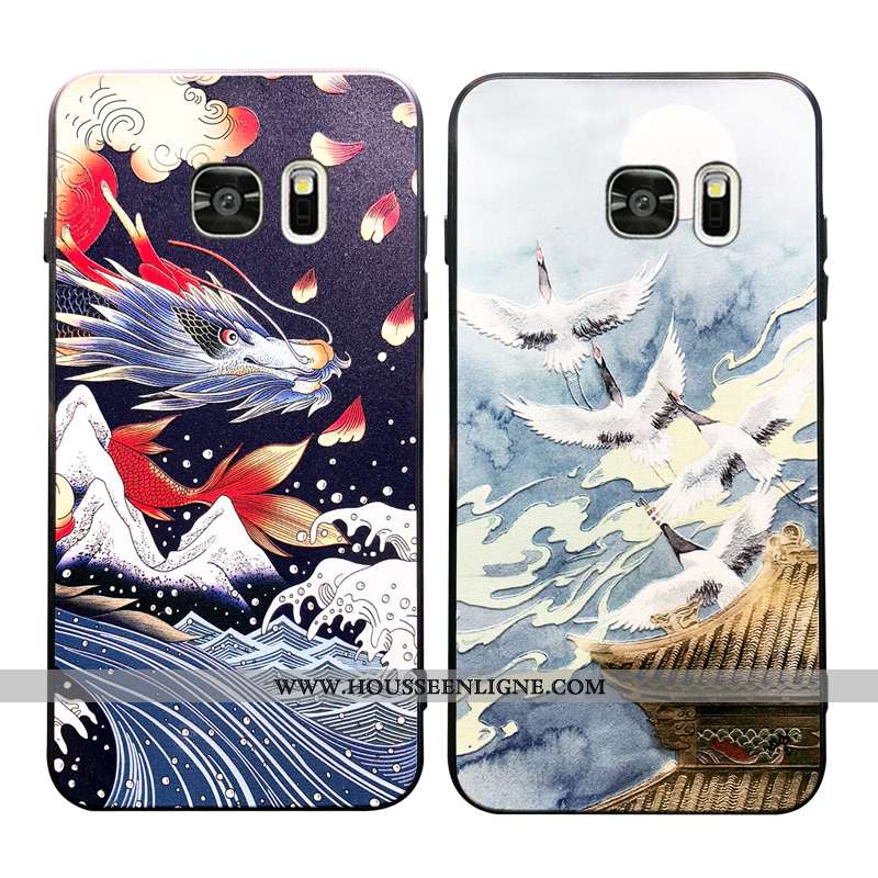 Étui Samsung Galaxy S7 Tendance Fluide Doux Bleu Téléphone Portable Protection Net Rouge Créatif