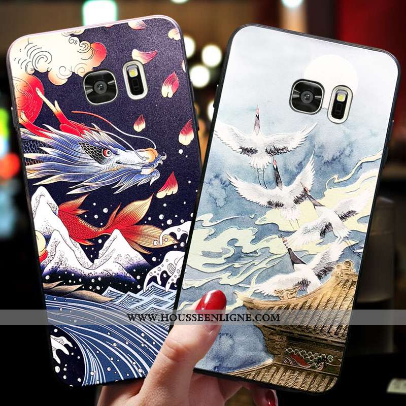 Étui Samsung Galaxy S7 Tendance Fluide Doux Bleu Téléphone Portable Protection Net Rouge Créatif