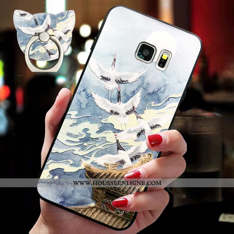 Étui Samsung Galaxy S7 Tendance Fluide Doux Bleu Téléphone Portable Protection Net Rouge Créatif