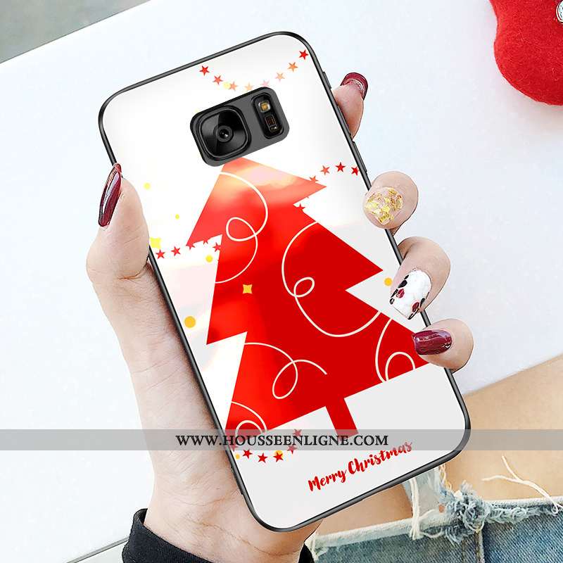 Étui Samsung Galaxy S7 Tendance Verre Téléphone Portable Blanc Coque Étoile Blanche