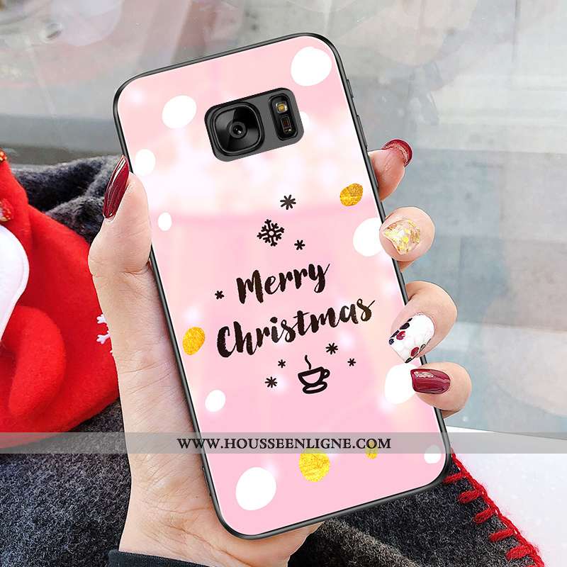 Étui Samsung Galaxy S7 Tendance Verre Téléphone Portable Blanc Coque Étoile Blanche
