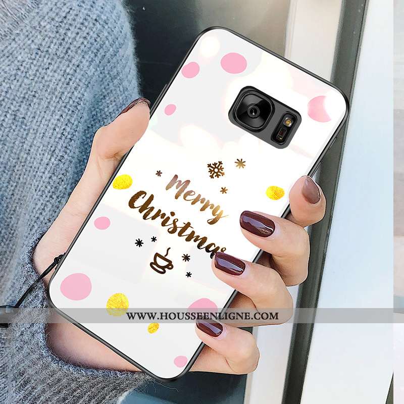 Étui Samsung Galaxy S7 Tendance Verre Téléphone Portable Blanc Coque Étoile Blanche