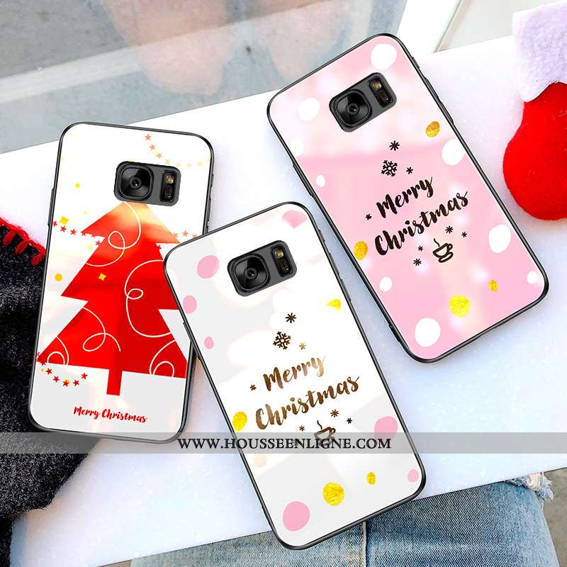 Étui Samsung Galaxy S7 Tendance Verre Téléphone Portable Blanc Coque Étoile Blanche