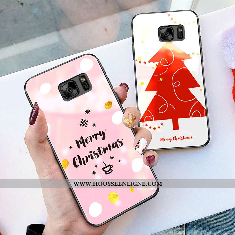 Étui Samsung Galaxy S7 Tendance Verre Téléphone Portable Blanc Coque Étoile Blanche