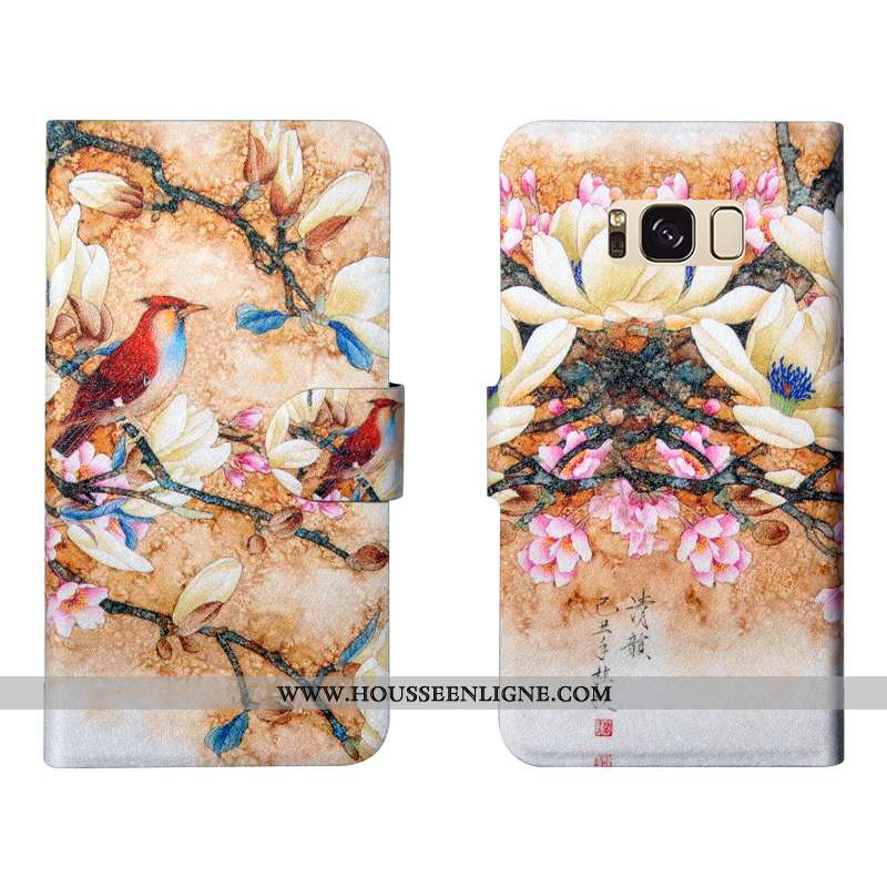 Étui Samsung Galaxy S8+ Cuir Fluide Doux Fleurs Simple Luxe Personnalité Verte