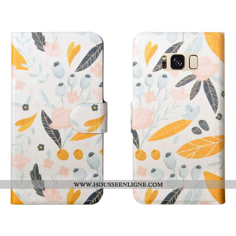 Étui Samsung Galaxy S8+ Cuir Fluide Doux Fleurs Simple Luxe Personnalité Verte