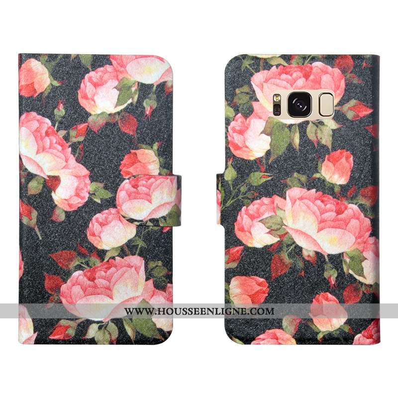 Étui Samsung Galaxy S8+ Cuir Fluide Doux Fleurs Simple Luxe Personnalité Verte