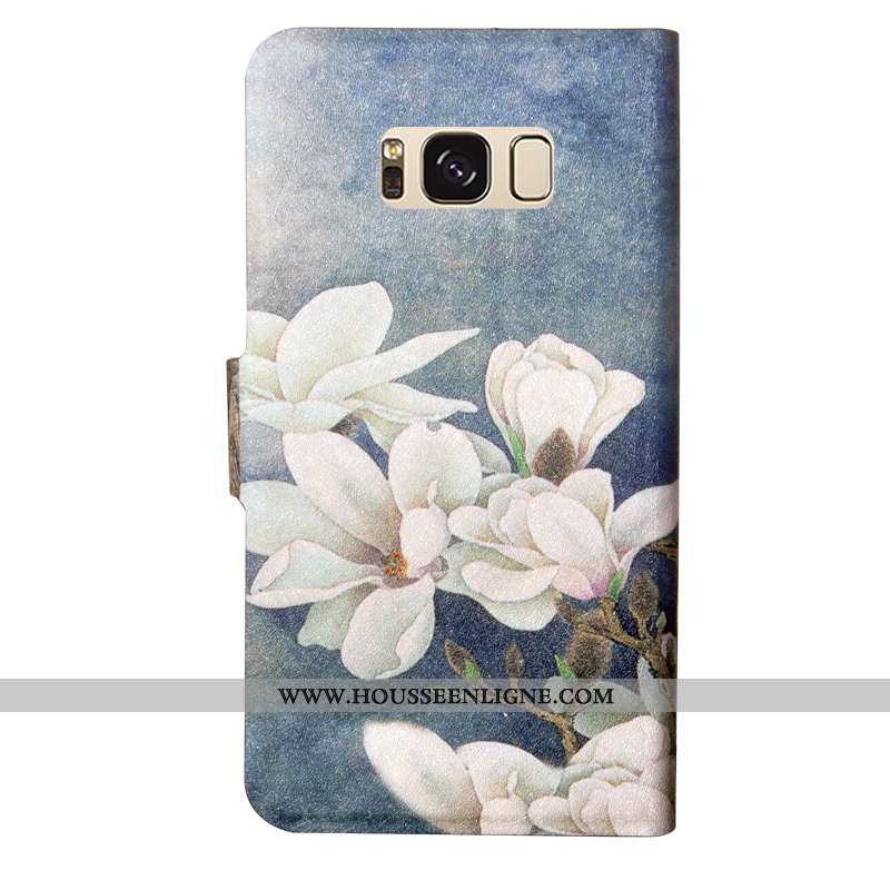 Étui Samsung Galaxy S8+ Cuir Fluide Doux Fleurs Simple Luxe Personnalité Verte