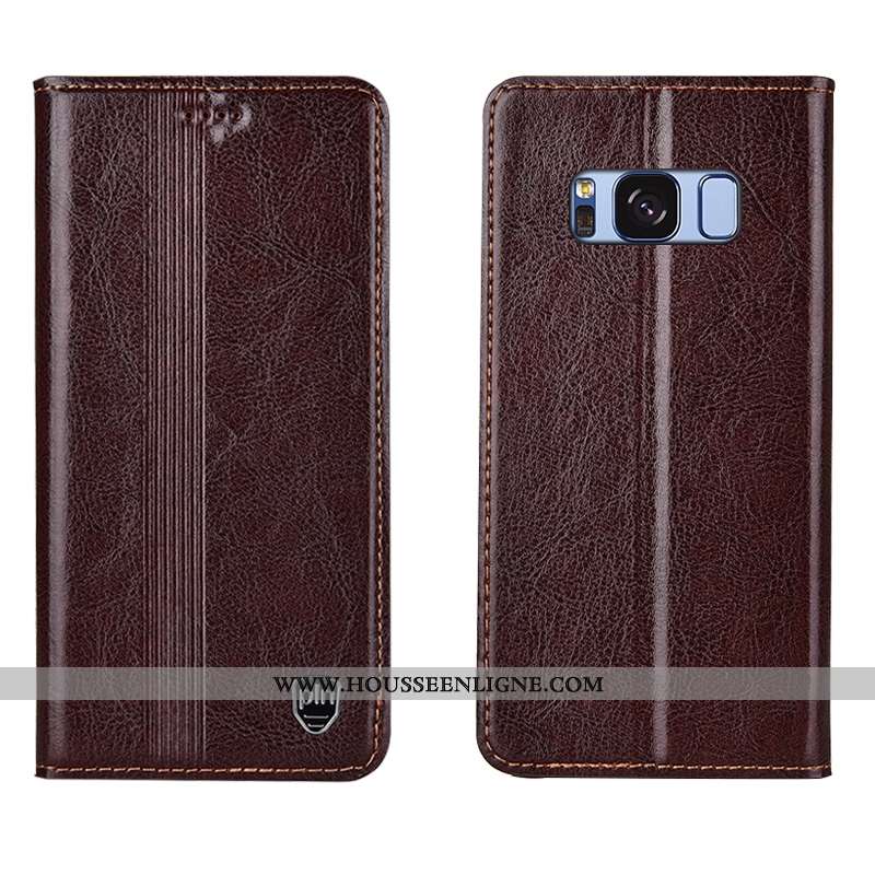 Étui Samsung Galaxy S8+ Cuir Véritable Cuir Coque Étoile Incassable Tout Compris Noir