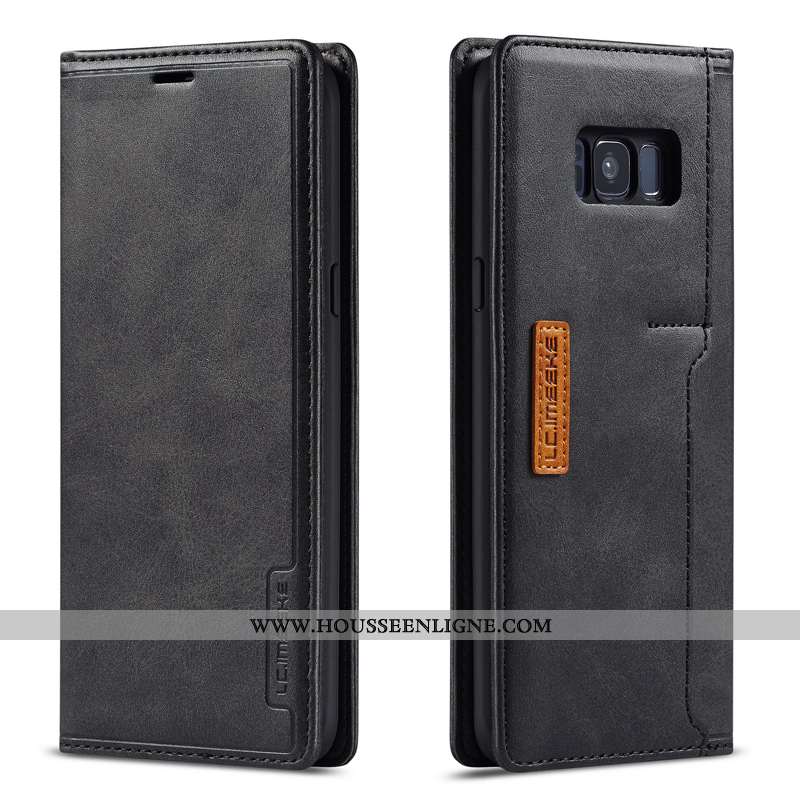 Étui Samsung Galaxy S8+ Cuir Véritable Housse Coque Membrane Bleu Marin Pu Tempérer Bleu Foncé