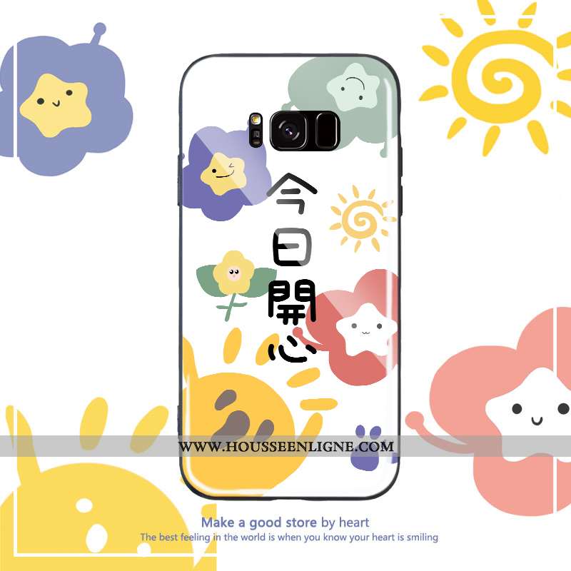 Étui Samsung Galaxy S8 Dessin Animé Tendance Coque Bleu Simple Silicone Net Rouge