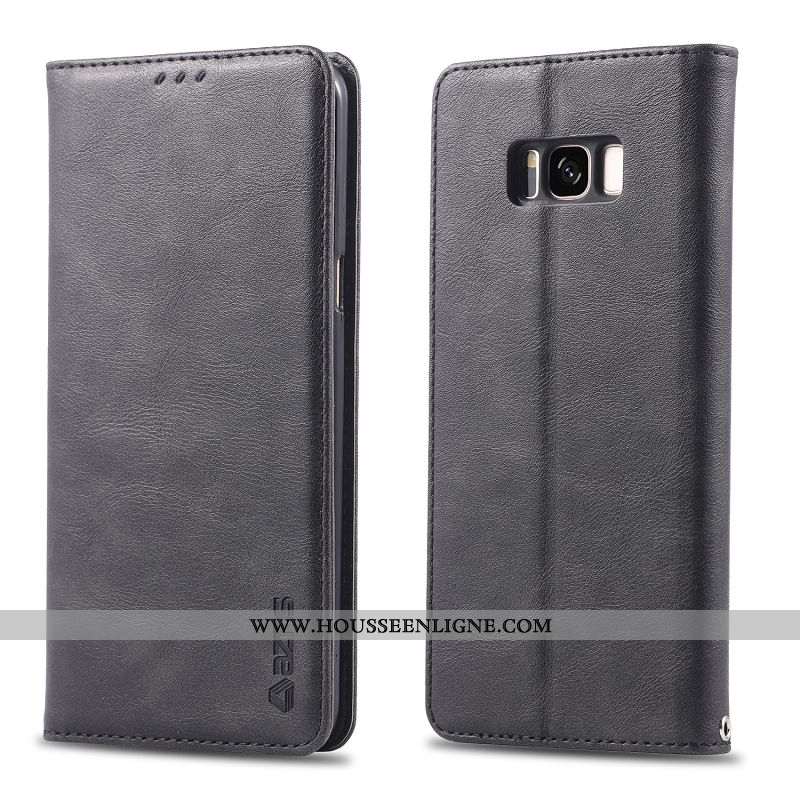 Étui Samsung Galaxy S8+ Fluide Doux Protection Tout Compris Noir Cuir Housse Portefeuille