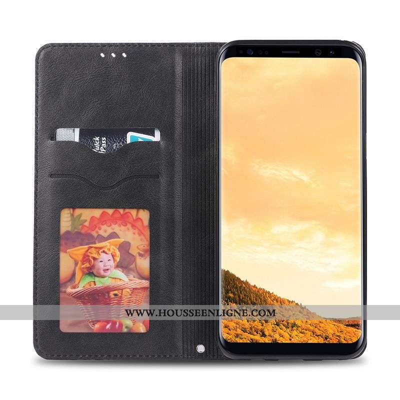 Étui Samsung Galaxy S8+ Fluide Doux Protection Tout Compris Noir Cuir Housse Portefeuille
