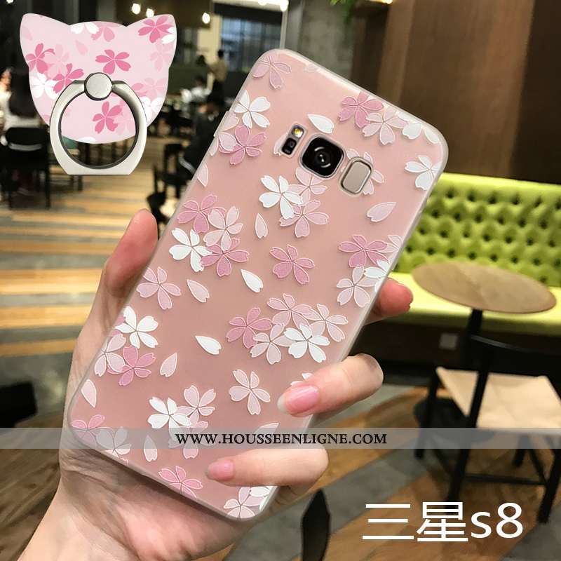 Étui Samsung Galaxy S8 Fluide Doux Silicone Nouveau Transparent Petit Net Rouge Ultra Rose