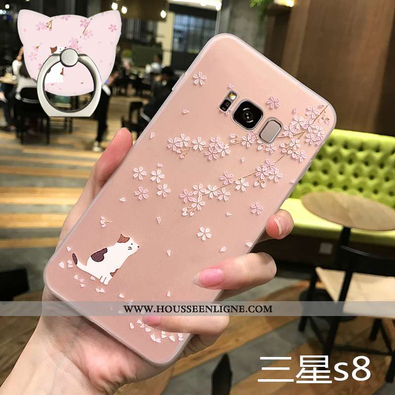 Étui Samsung Galaxy S8 Fluide Doux Silicone Nouveau Transparent Petit Net Rouge Ultra Rose