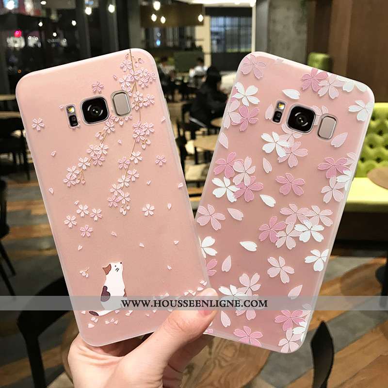 Étui Samsung Galaxy S8 Fluide Doux Silicone Nouveau Transparent Petit Net Rouge Ultra Rose