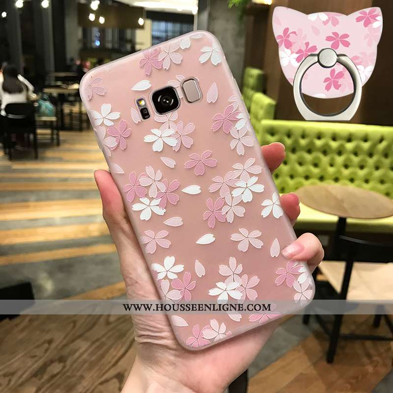 Étui Samsung Galaxy S8 Fluide Doux Silicone Nouveau Transparent Petit Net Rouge Ultra Rose