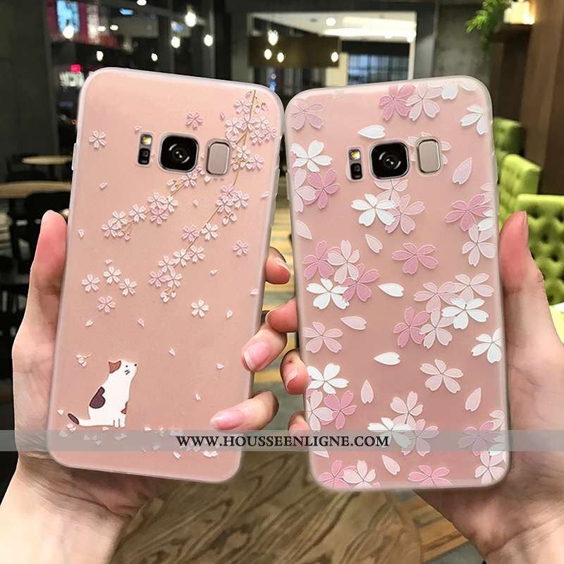 Étui Samsung Galaxy S8 Fluide Doux Silicone Nouveau Transparent Petit Net Rouge Ultra Rose