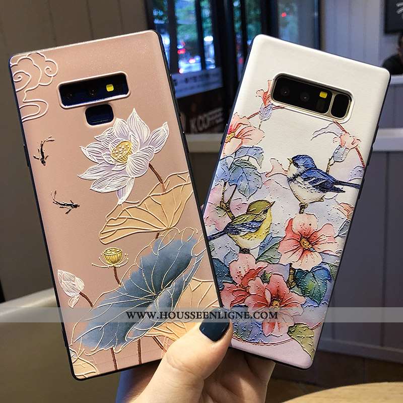 Étui Samsung Galaxy S8 Gaufrage Cou Suspendu Téléphone Portable Anneau Style Chinois Protection Bleu