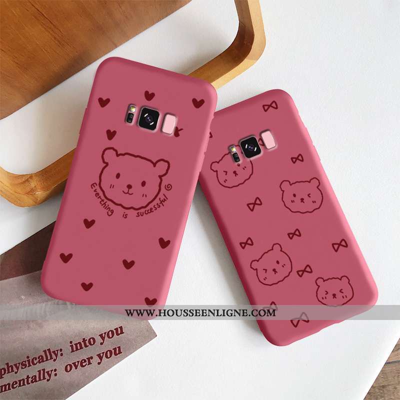 Étui Samsung Galaxy S8 Légère Fluide Doux Simple Protection Délavé En Daim Petit Vent Rouge