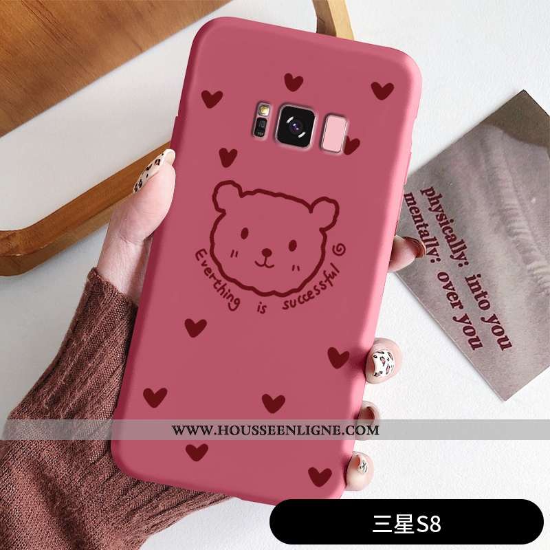 Étui Samsung Galaxy S8 Légère Fluide Doux Simple Protection Délavé En Daim Petit Vent Rouge