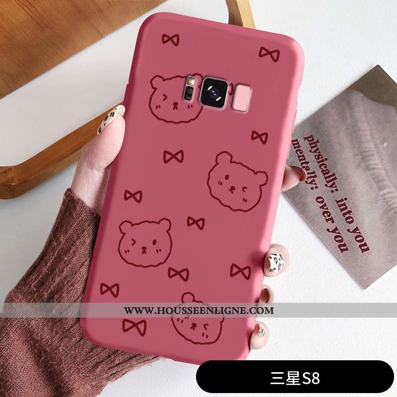 Étui Samsung Galaxy S8 Légère Fluide Doux Simple Protection Délavé En Daim Petit Vent Rouge