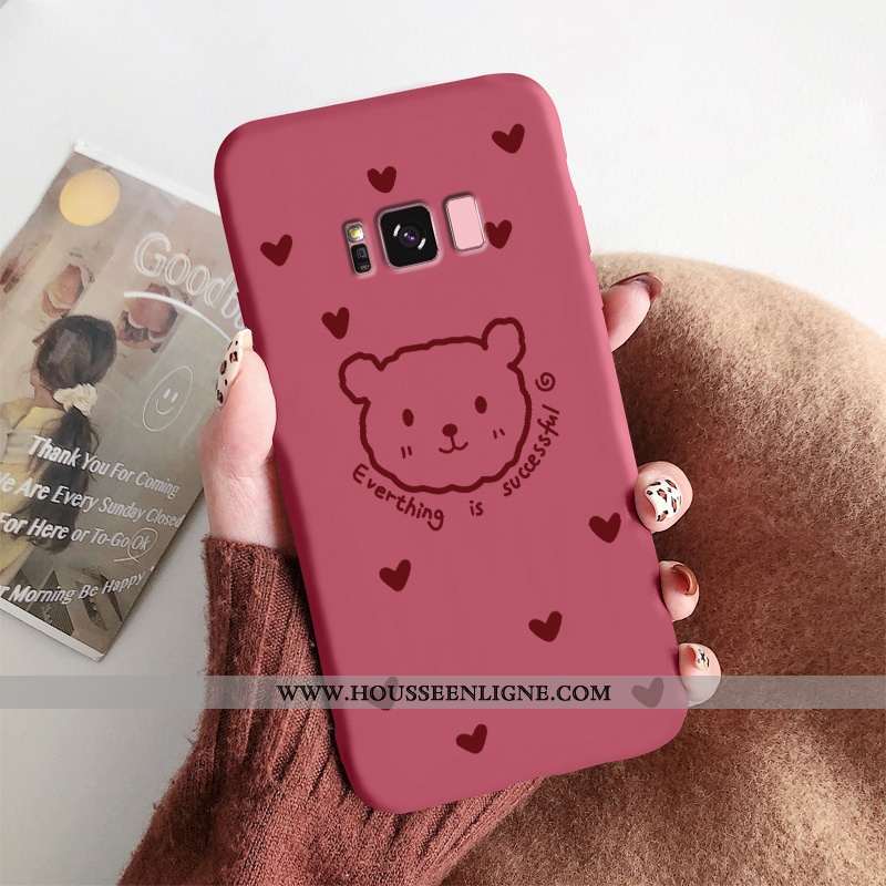 Étui Samsung Galaxy S8 Légère Fluide Doux Simple Protection Délavé En Daim Petit Vent Rouge