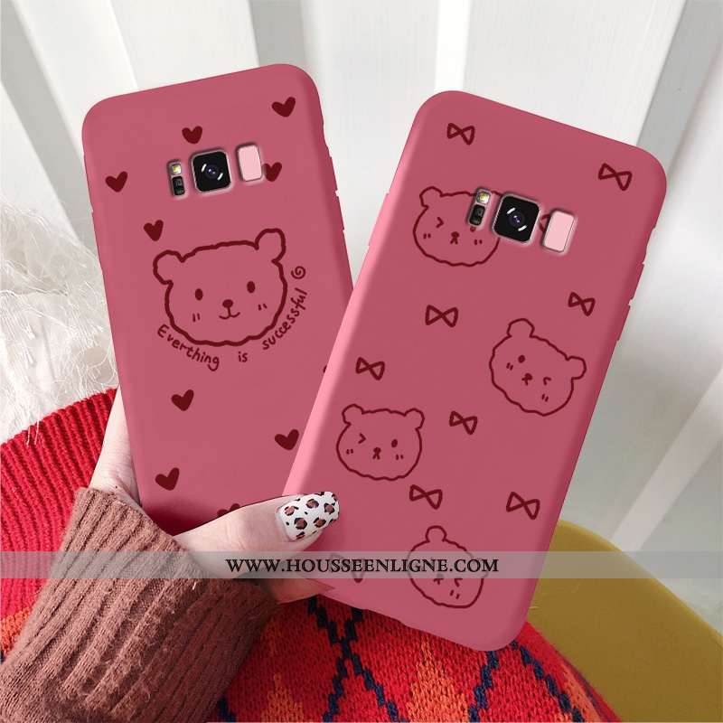 Étui Samsung Galaxy S8 Légère Fluide Doux Simple Protection Délavé En Daim Petit Vent Rouge