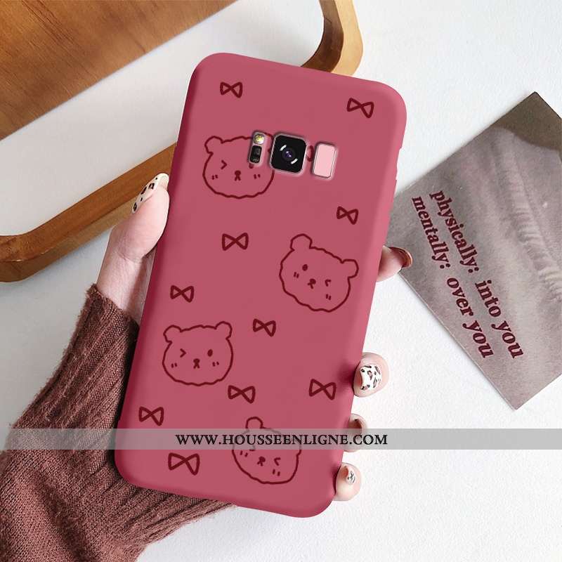 Étui Samsung Galaxy S8 Légère Fluide Doux Simple Protection Délavé En Daim Petit Vent Rouge