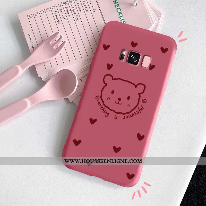 Étui Samsung Galaxy S8 Légère Fluide Doux Simple Protection Délavé En Daim Petit Vent Rouge
