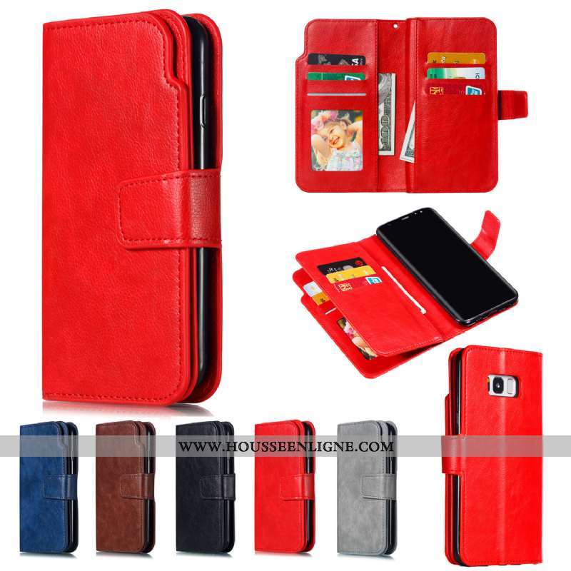 Étui Samsung Galaxy S8 Portefeuille Cuir Housse Étoile Protection Téléphone Portable Noir
