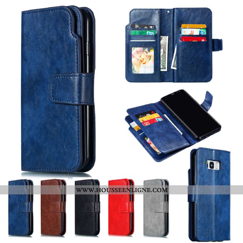 Étui Samsung Galaxy S8 Portefeuille Cuir Housse Étoile Protection Téléphone Portable Noir