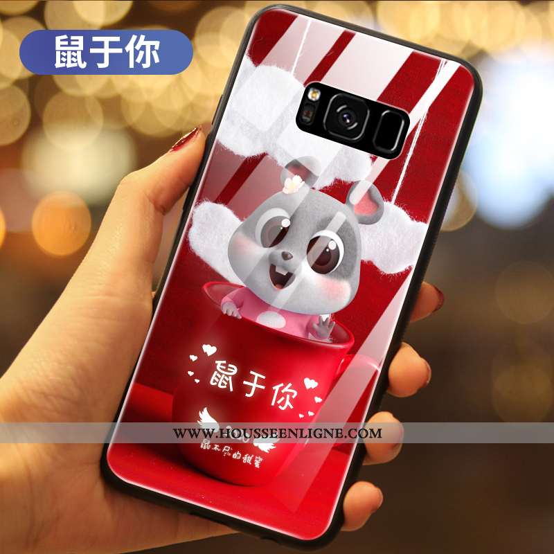 Étui Samsung Galaxy S8+ Protection Verre Coque Rouge Étoile Silicone