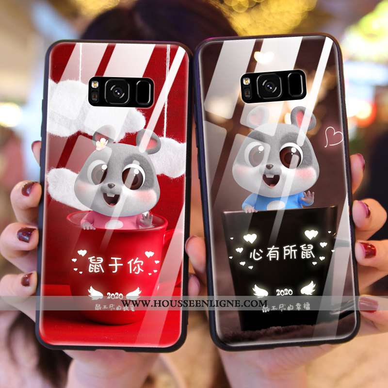 Étui Samsung Galaxy S8+ Protection Verre Coque Rouge Étoile Silicone