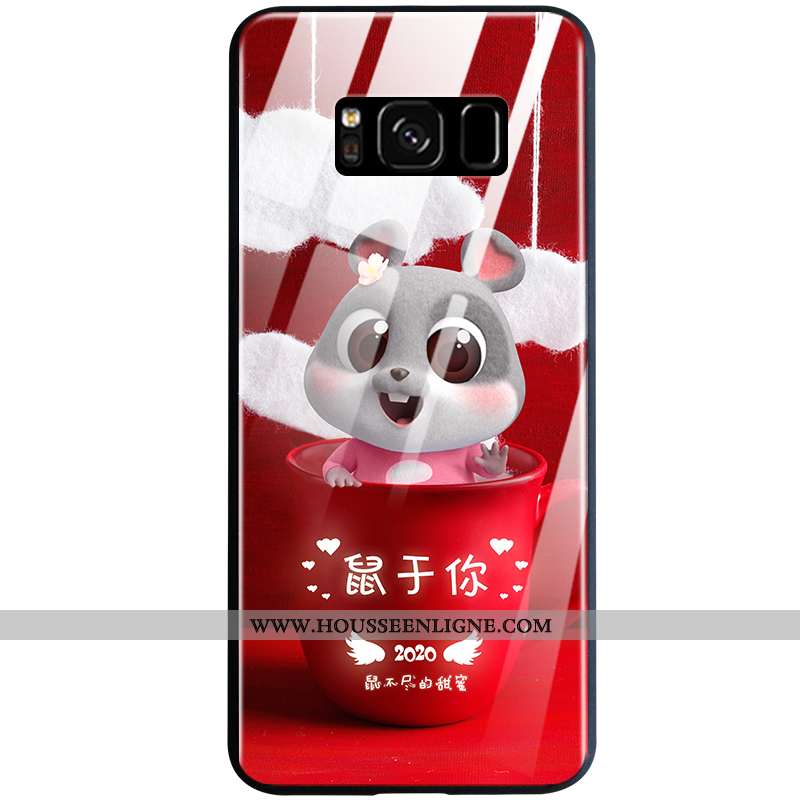 Étui Samsung Galaxy S8+ Protection Verre Coque Rouge Étoile Silicone