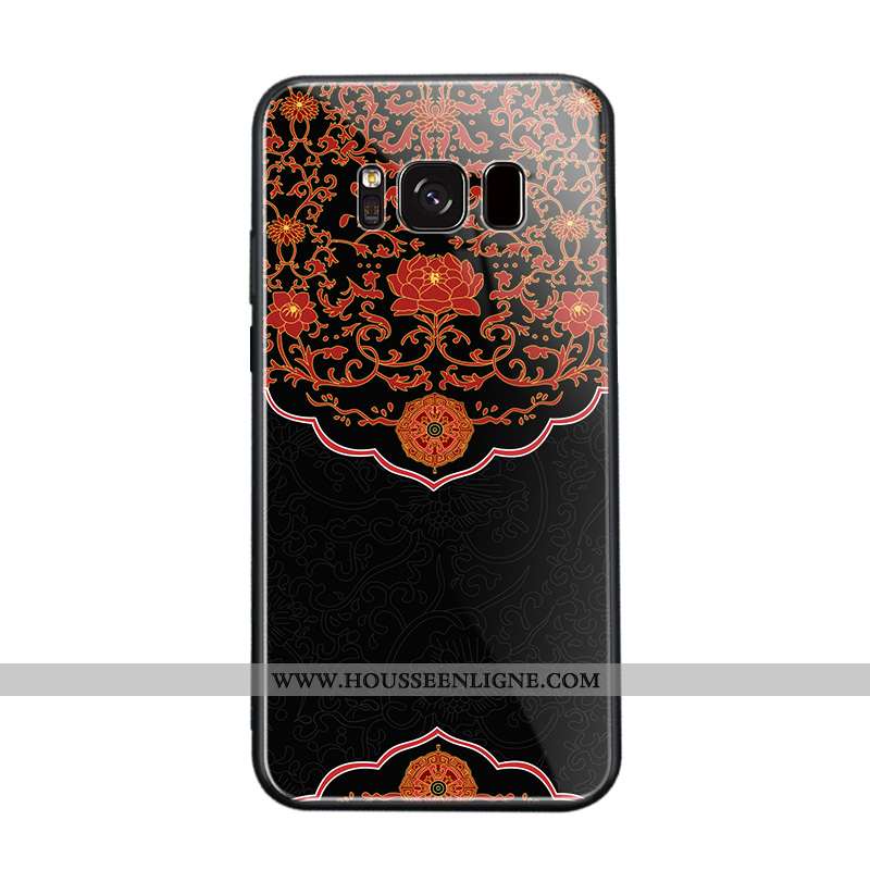Étui Samsung Galaxy S8+ Silicone Protection Incassable Créatif Style Chinois Verre Noir