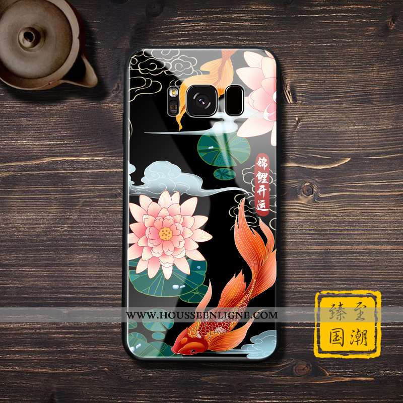 Étui Samsung Galaxy S8+ Silicone Protection Incassable Créatif Style Chinois Verre Noir
