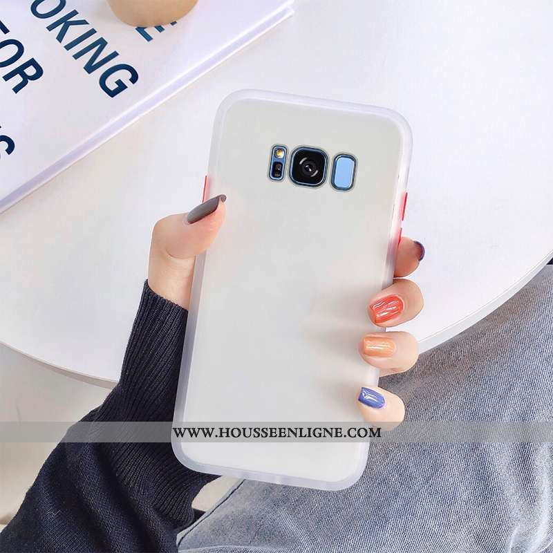 Étui Samsung Galaxy S8 Transparent Délavé En Daim Coque Bordure Fluide Doux Silicone Étoile Rouge