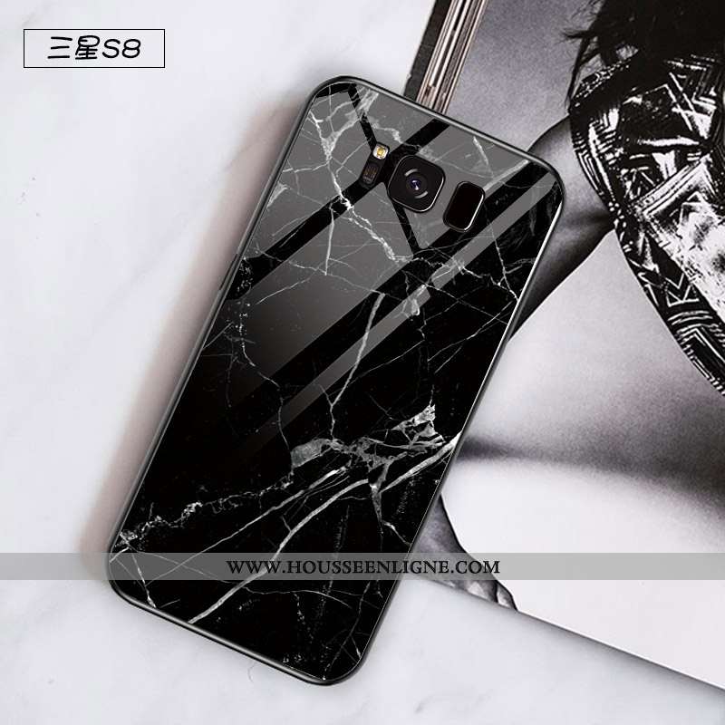 Étui Samsung Galaxy S8 Verre Personnalité Simple Créatif Difficile Coque Incassable Noir