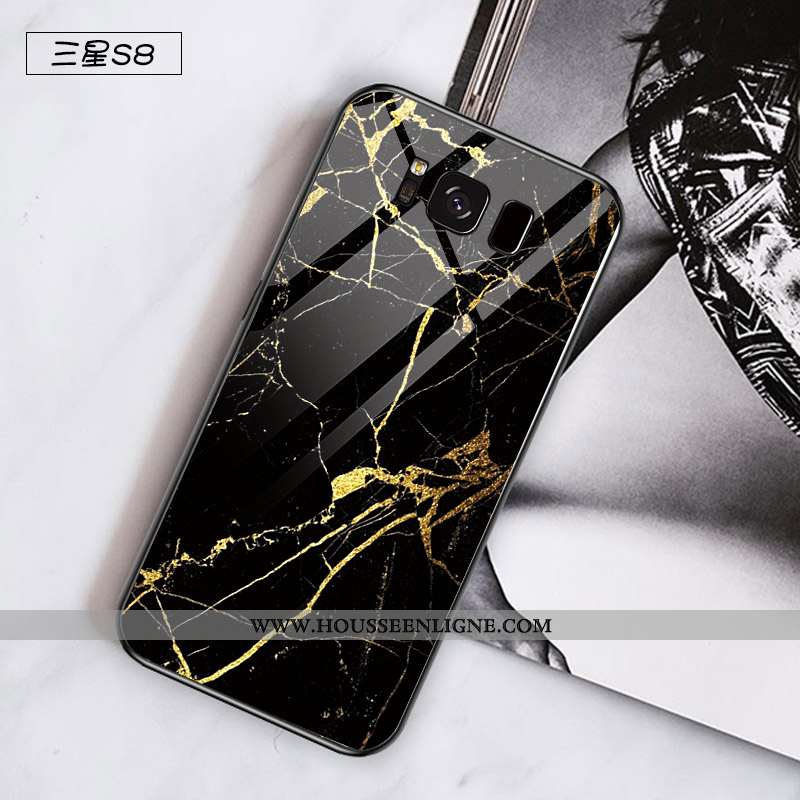 Étui Samsung Galaxy S8 Verre Personnalité Simple Créatif Difficile Coque Incassable Noir
