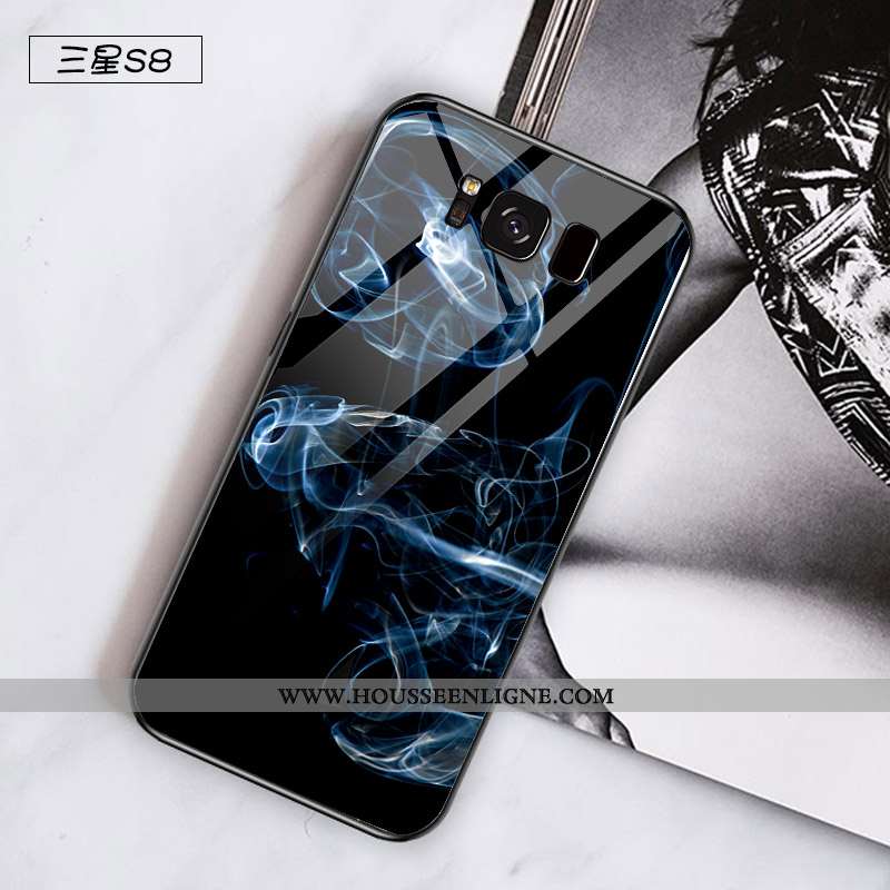 Étui Samsung Galaxy S8 Verre Personnalité Simple Créatif Difficile Coque Incassable Noir