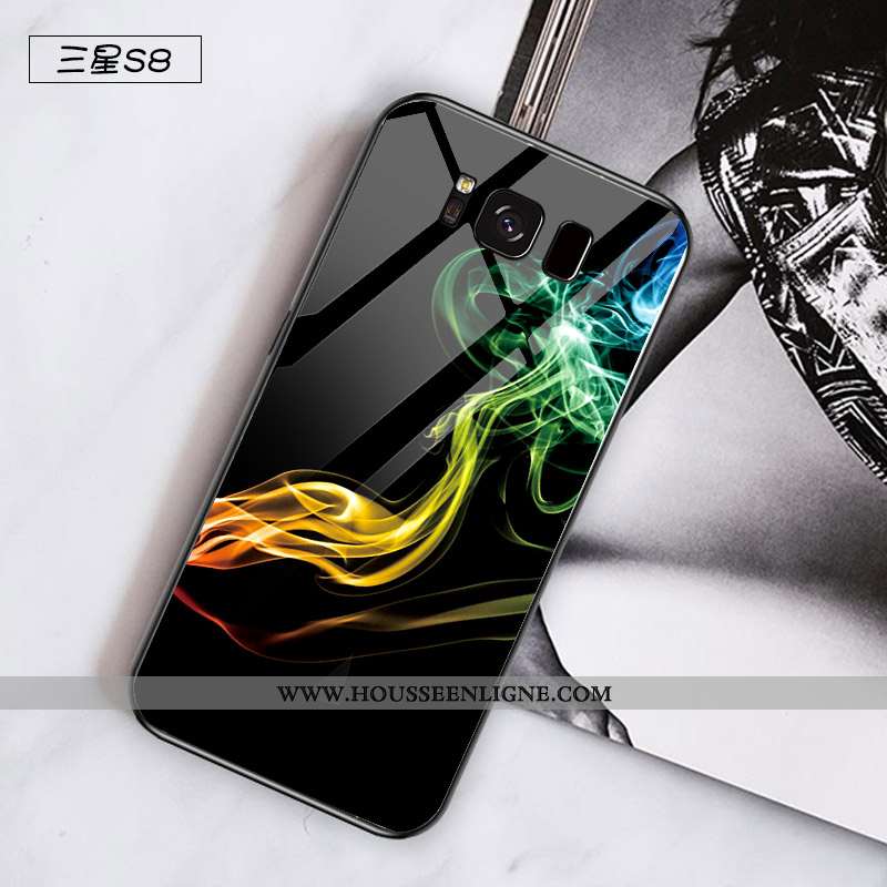 Étui Samsung Galaxy S8 Verre Personnalité Simple Créatif Difficile Coque Incassable Noir