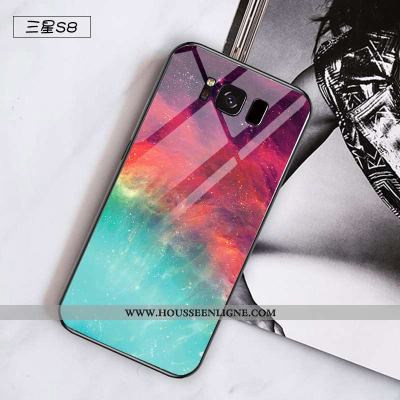 Étui Samsung Galaxy S8 Verre Personnalité Simple Créatif Difficile Coque Incassable Noir