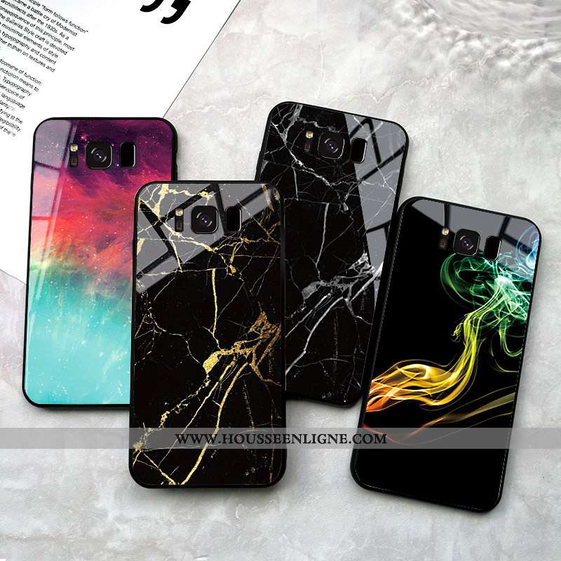 Étui Samsung Galaxy S8 Verre Personnalité Simple Créatif Difficile Coque Incassable Noir